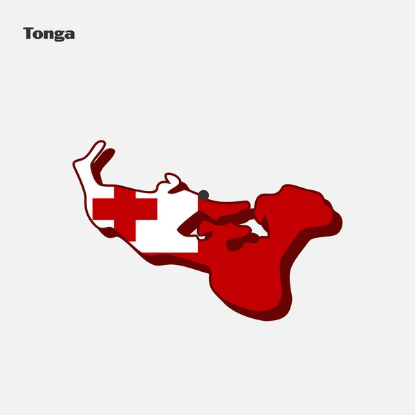 Tonga bayrağının haritası. Vektör çizimi. Eps 10