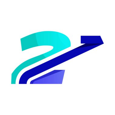 Modern ve zarif logo dizaynı 2 numara ile Swoosh 'u birleştirin..