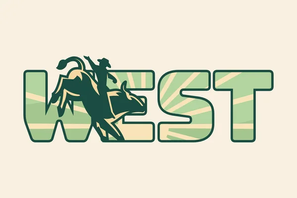 Wordmark West Rise Sun Sky Cowboy — Διανυσματικό Αρχείο