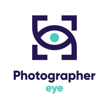 Fotoğraf logosu tasarım vektör şablonu, yaratıcı göz logosu konsepti, simge sembolü, illüstrasyon