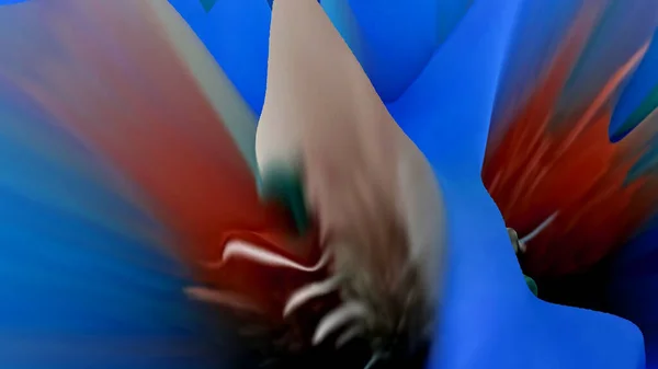Bella Colorata Composizione Floreale Geometrica Blu Sfondo Scuro Liquido Astratto — Foto Stock