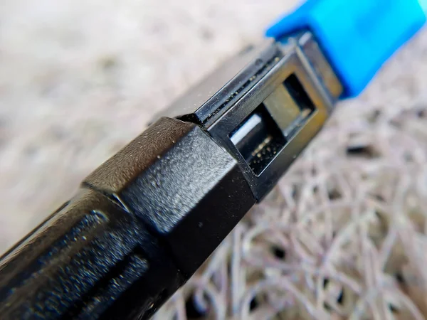 Cabo Wifi Azul Usado Que Não Mais Usado Porque Está — Fotografia de Stock