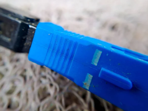 Câble Wifi Bleu Utilisé Qui Est Utilisé Parce Est Cassé — Photo
