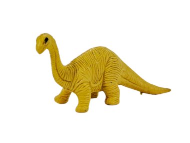 Dinozor Tyrannosaurus 'un plastik oyuncak kahverengi rengi beyaz arka planda izole edilmiş. Promosyon ürünlerini sergilemek için mükemmel