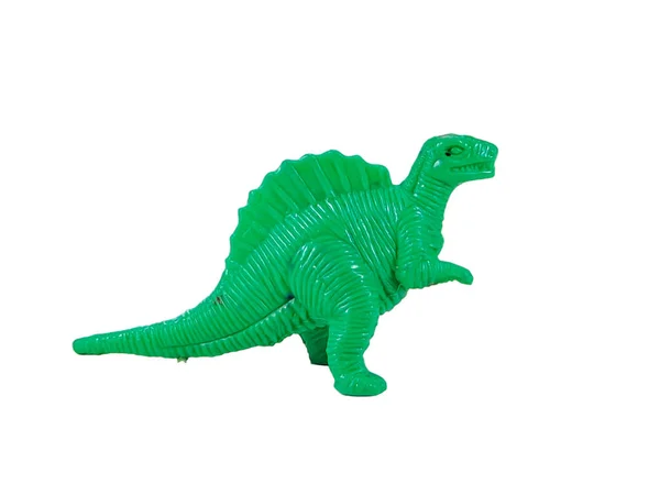 Dinosauro Tyrannosaurus Giocattolo Plastica Bambini Marrone Colore Verde Isolato Sfondo — Foto Stock