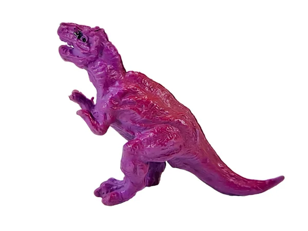 Tyrannosaurus Rex Juguete Infantil Dinosaurio Plástico Color Púrpura Aislado Sobre —  Fotos de Stock