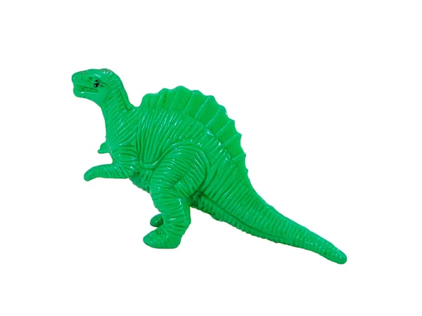 Dinosaur Tyrannosaurus Children Plastic Toy Brown Green Color Isolated White Stock Photo