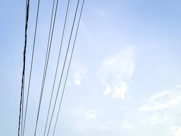 Elektrická Přípojka Pólu Odhaluje Složitost Jasně Modrými Mraky Oblohy Východní — Stock fotografie