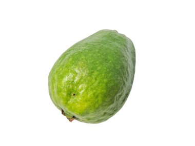 Guava, birçok tropikal ve subtropikal alanda yetişen yaygın bir tropikal meyvedir; guava Psidium guava, guava limonu, guava elması, izole edilmiş beyaz arka plan.