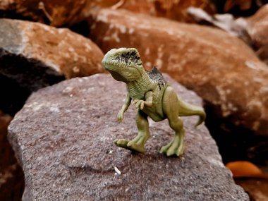 Bir Giganotosaurus oyuncağının fotoğrafı.