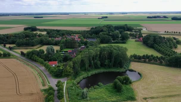 Tidigare Holländska Fästningsbyn Oudeschans Nederländerna Retreat Aerial — Stockvideo