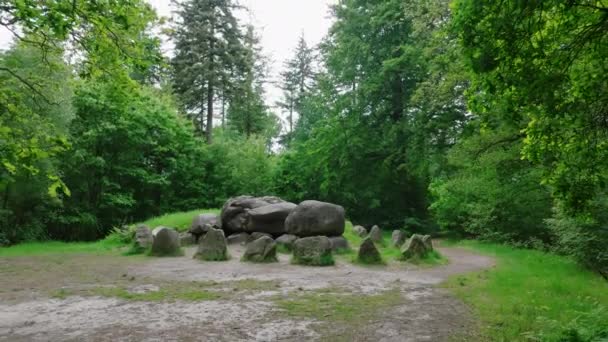 Sleen Drenthe Deki Hunebed D49 Antik Gömü Odası Nın Hava — Stok video