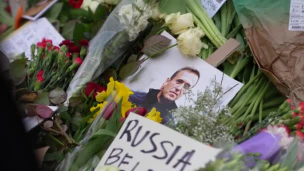 Amsterdam Hollanda Şubat 2024 Aleksey Navalny Nin Ölümden Sonra Anma — Stok video