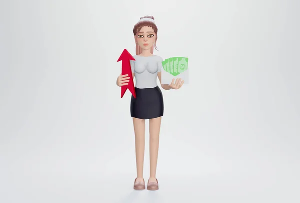 Renderowanie Bizneswoman Biurowym Stylu Ubrania Nowoczesna Kobieta Biznesu Trzyma Kopertę — Zdjęcie stockowe