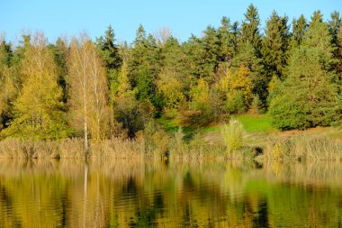 Akşam havasında güzel bir manzara, gün ışığında suyun yanında. Deniz, göl ya da nehir, su doğanın en güzel elementlerinden biridir. Güneşte parlıyor, her bayramı daha da güzelleştiriyor..