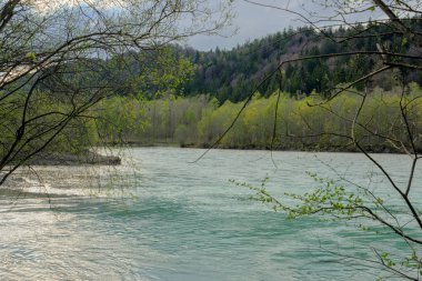 Akşam havasında güzel bir manzara, gün ışığında suyun yanında. Deniz, göl ya da nehir, su doğanın en güzel elementlerinden biridir. Güneşte parlıyor, her bayramı daha da güzelleştiriyor..