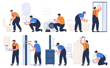 Tesisat işe yarıyor. Tesisatçılar bir lavabo, kazan, çamaşır makinesi onarıp kurarlar..