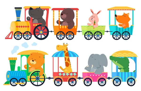 画一个可爱的孩子在里面和动物一起训练儿童房图解 卡通风格动物横幅 — 图库矢量图片