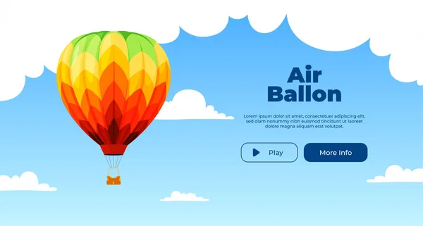 雲と空の背景にバナー熱気球 — ストックベクタ