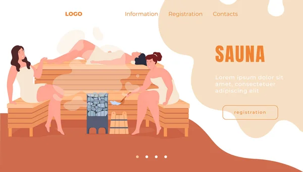 Mensen Stomen Wassen Sauna Rust Ontspanning Het Gezelschap Van Mensen — Stockvector