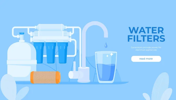 Фильтры Очистки Воды Поставка Питьевой Воды Очистка Загрязнения — стоковый вектор