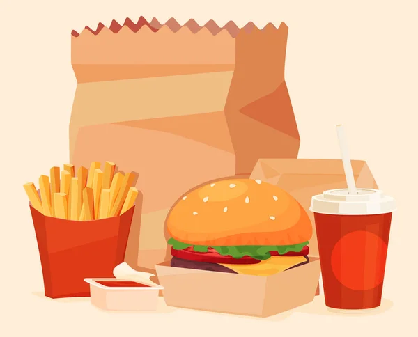 Menu Fast Food Street Food Fast Tasty Food Preparation Mass — Stock Vector