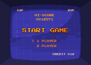 Oyun salonu olan bir ekran. Oyun aygıtında ekranı başlat.