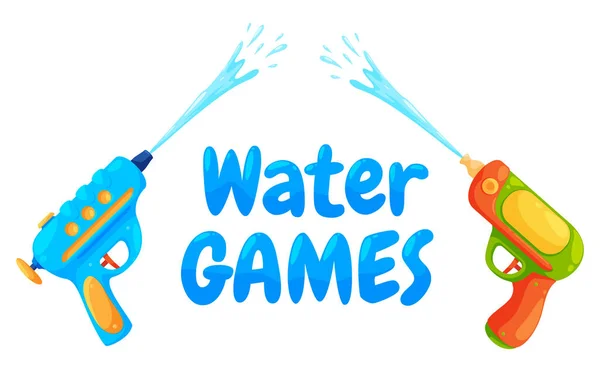 Speelgoedwaterwapens Zomer Games Met Water Spuiten Bij Warm Weer Kunststof — Stockvector