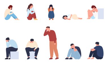 İnsanlar depresyon, üzüntü ve endişe içinde. Refahı azalmış, sevgisi kaybolmuş ve enerjisi azalmış bir insanın psikolojik durumu..