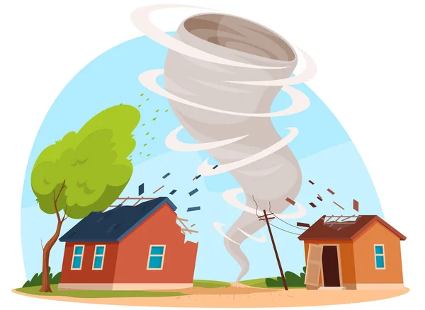 Tornado Natural Disaster Destructive Large Scale Nature Destruction Human Habitation — Stock Vector