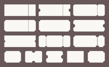 Biletler ve indirim kartları. Sinema ve tiyatroda çıkarılabilir unsurları olan biletler. Mağazada indirim makbuzları.