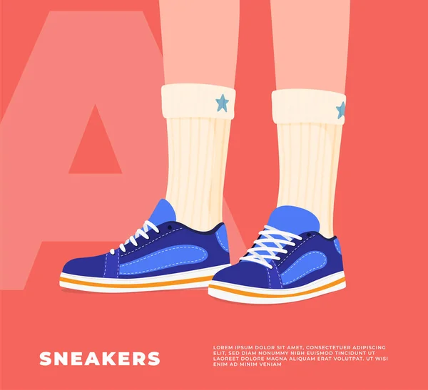 穿运动鞋的人腿的下部 运动鞋和步行用时髦运动鞋 — 图库矢量图片