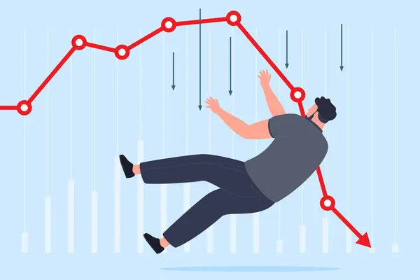 Falling Market Price Collapse People Falling Position Stumbling Obstacle Slipping — Stock Vector