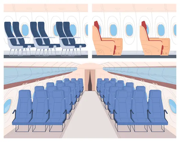 Aircraft Interior Design Airplane Cabin Passenger Seats Portholes Royalty Free Stock Vectors