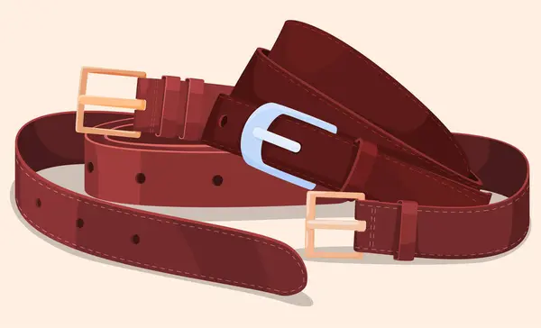 Set Men Women Leather Belts Elements Clothing Stylish Accessories — Stock Vector