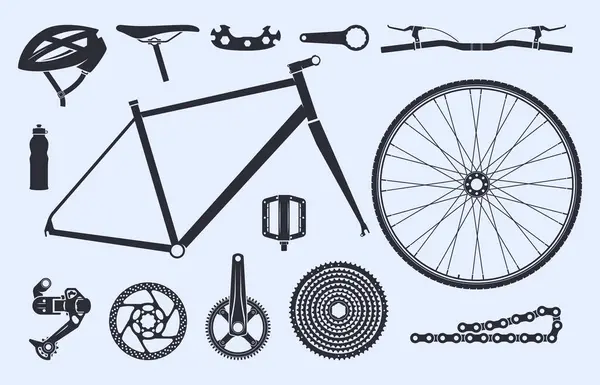 Bicikli Részletei Ikonok Kerékpárbolthoz Jogdíjmentes Stock Illusztrációk