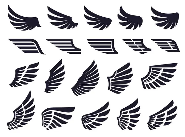 Kanat simgeleri hazır. Çeşitli dekoratif kanatların simgesi.