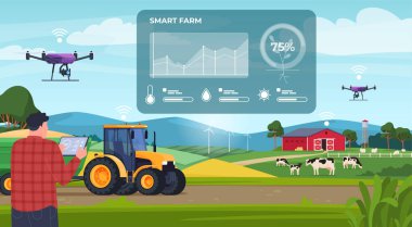 Akıllı çiftlik. Tarım üretim süreçlerinin etkileşimli yönetimi. Tarla için köy malzemeleri..