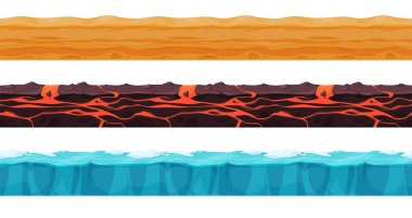 Farklı katmanlı bir bölümde zemin. Oyunlar için arazi platformları ile kusursuz desen.