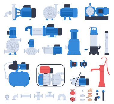 Su pompaları. Su ve sıvı pompalama. Su istasyonları için teknik ekipman. Su boruları.
