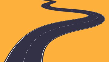 Perspektifte yollar ve otoyollar. Yol boyunca farklı virajlar var. Yol şehirleri birbirine bağlıyor..