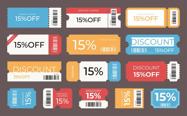 İndirim kartları. İndirimde yırtık parçaları olan biletler. Mağazada indirim makbuzları.