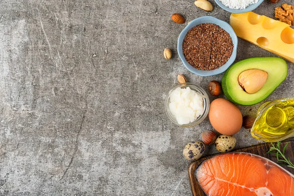 Alimento Saludable Dieta Ceto Baja Carbohidratos Con Grasas Saludables Proteínas —  Fotos de Stock