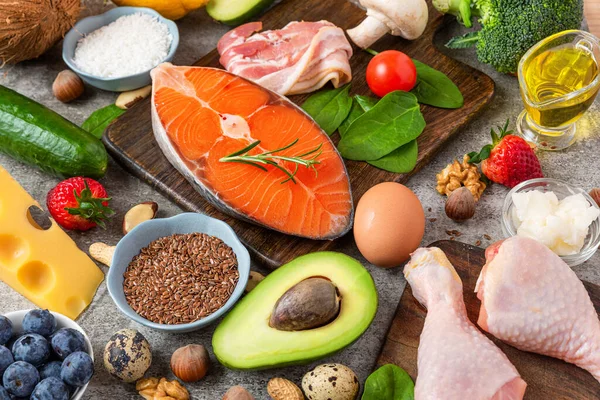 Alimento Saludable Dieta Equilibrada Keto Bajo Carbohidratos Concepto Dieta Atkins —  Fotos de Stock
