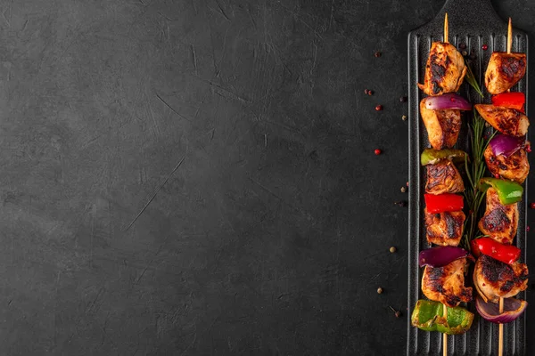 Kuřecí Špejle Plátky Sladké Papriky Cibulí Shish Kebab Grilované Maso — Stock fotografie