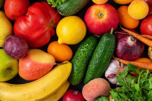 Assortimento Frutta Verdura Fresca Biologica Dal Mercato Dieta Sana Cibo Foto Stock