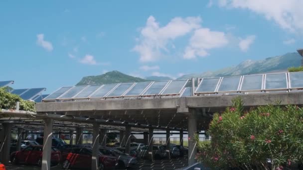 Solar Panels Roof Car Parking Montenegro Renewable Clean Green Energy — Stock Video