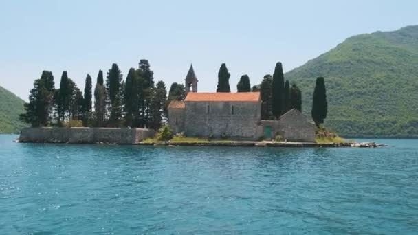 Wyspa Saint George Średniowiecznym Klasztorem Zatoce Kotor Pobliżu Miasta Perast — Wideo stockowe