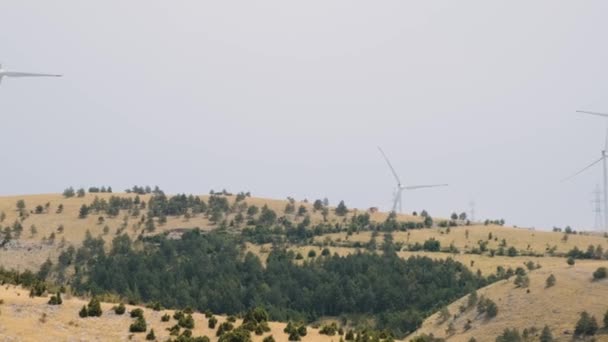 Vindkraftverk Vindkraftverk Vindkraftpark Mostar Bosnien Och Hercegovina Grön Energi Dekarbonering — Stockvideo