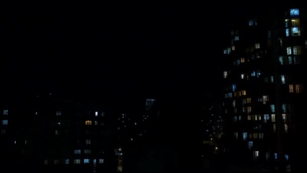 Blitz Und Donner Der Nacht Über Der Stadt Blitzeinschläge Und — Stockvideo